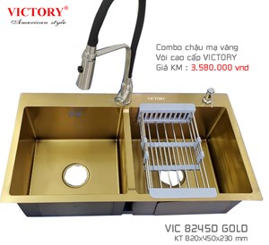 Chậu rửa chén ERANO 8245NANO vàng đều