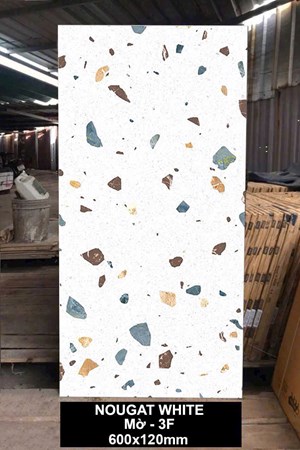 Gạch Ấn độ 600x1200 terrazzo NOUGAT WHITE