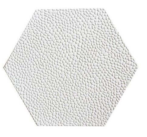 Gạch sỏi lục giác hạt nghiền dày trắng