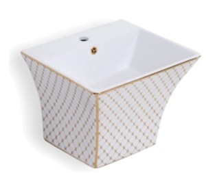 Lavabo treo liền khối hoa văn Kassani KS 9207