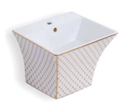 Lavabo treo liền khối hoa văn Kassani KS 9207